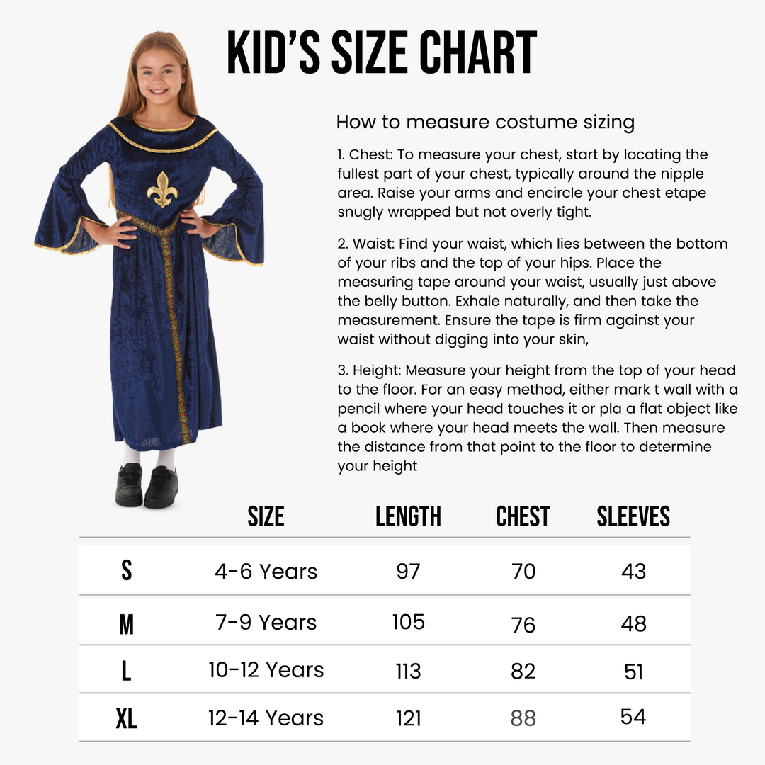 Blue Tudor Girl Kids Historical Book Day Fancy Dress Costume