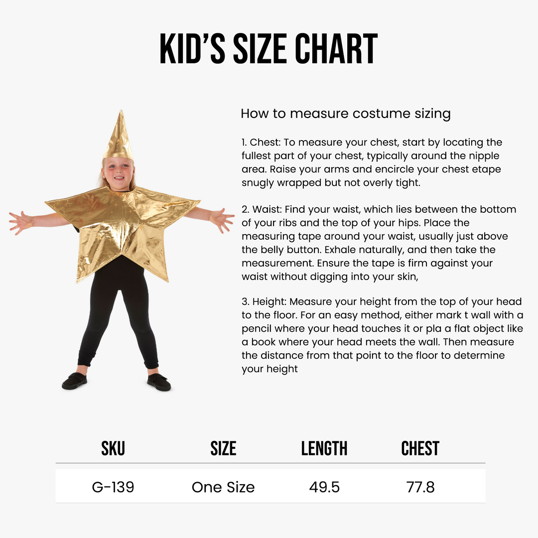 Kids Deluxe Gold Star Nativity Fancy Dress Costume (3-6 Years)