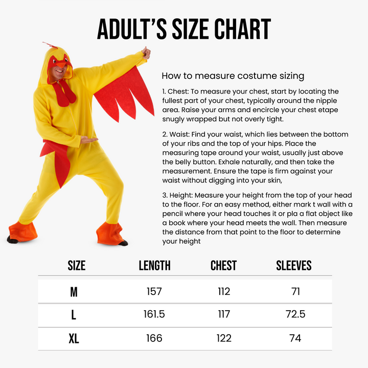 Adults Chicken Funny Halloween Unisex Costume for Men and Women