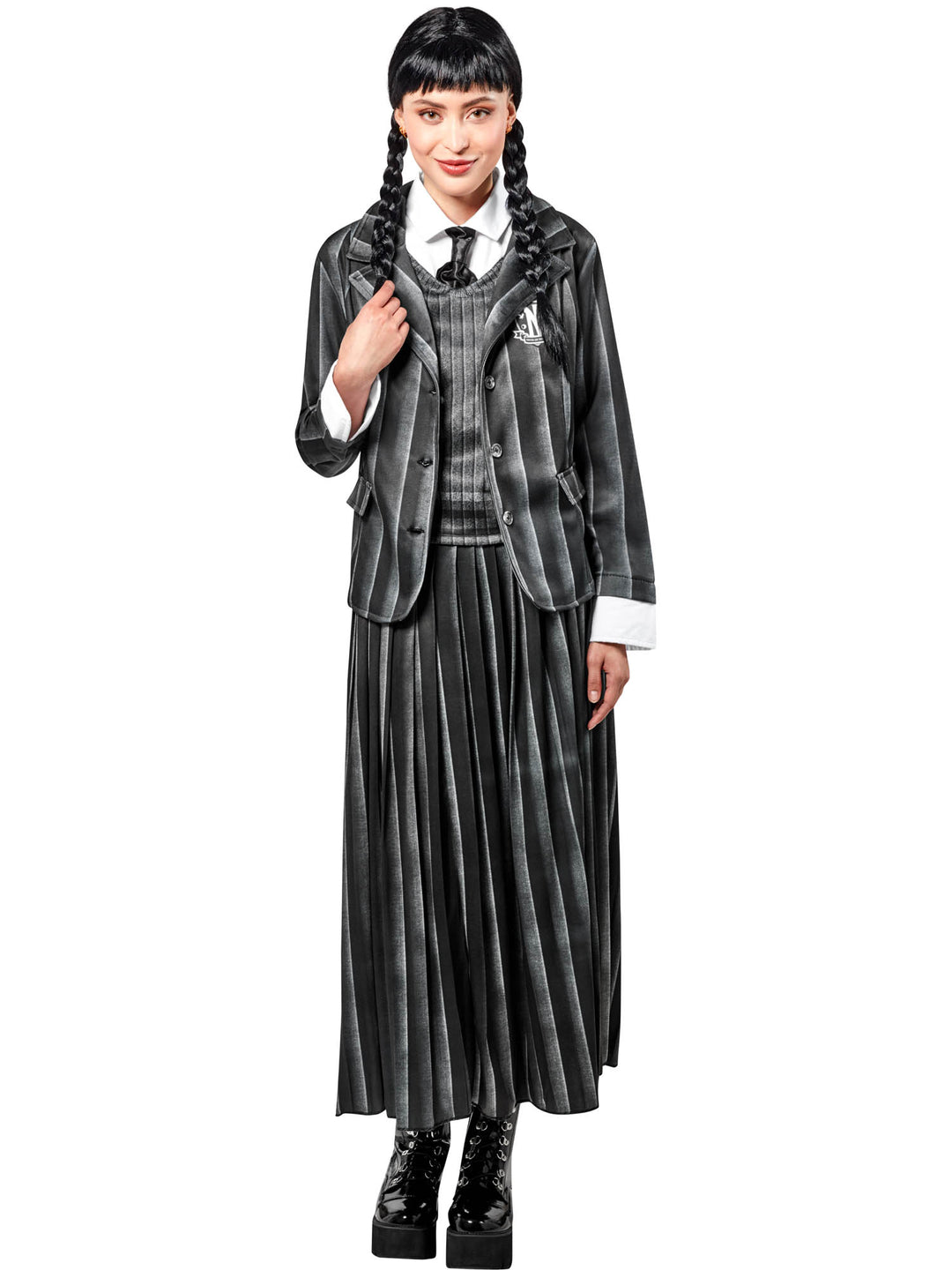 Ladies Wednesday Addams School Halloween Fancy Dress Costume
