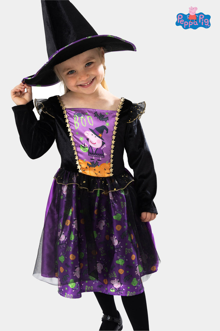 Licensed Peppa Pig Girls Halloween Witch Fancy Dress Costume