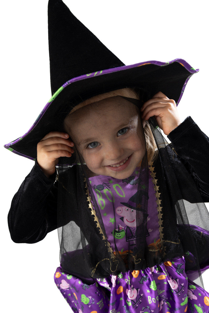 Licensed Peppa Pig Girls Halloween Witch Fancy Dress Costume