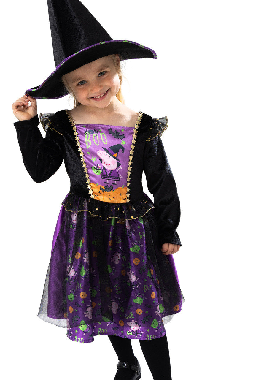 Licensed Peppa Pig Girls Halloween Witch Fancy Dress Costume