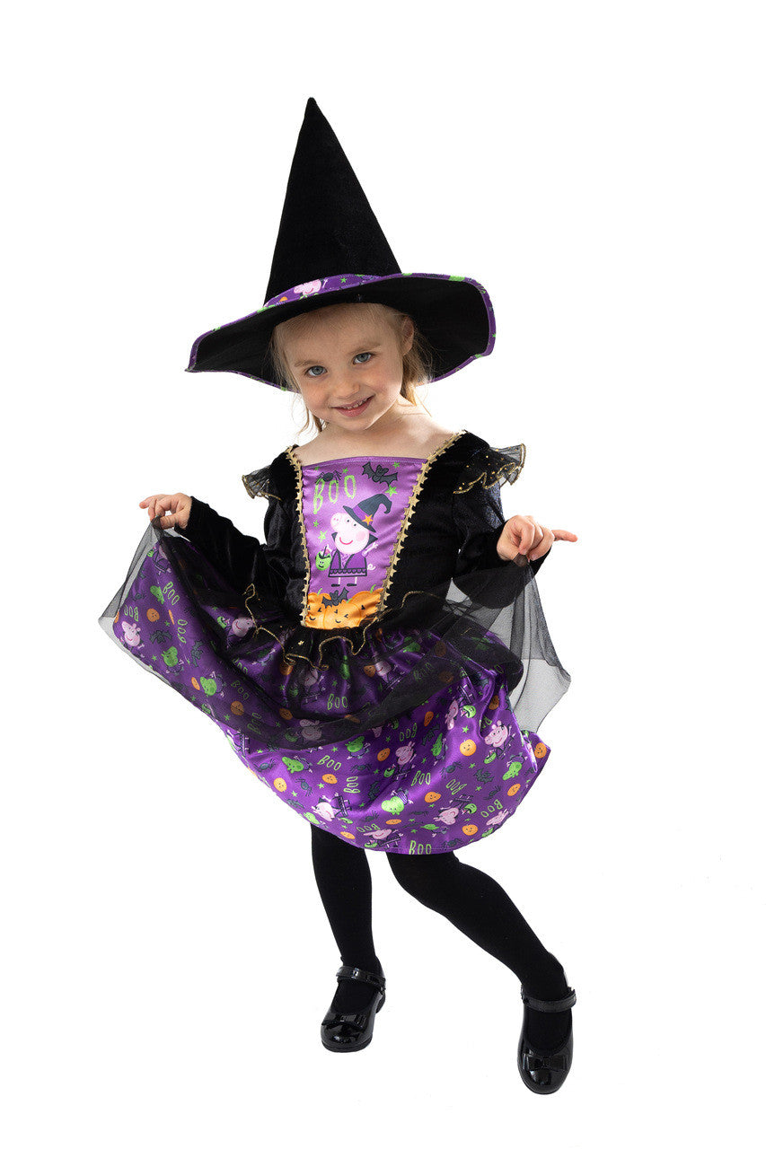 Licensed Peppa Pig Girls Halloween Witch Fancy Dress Costume