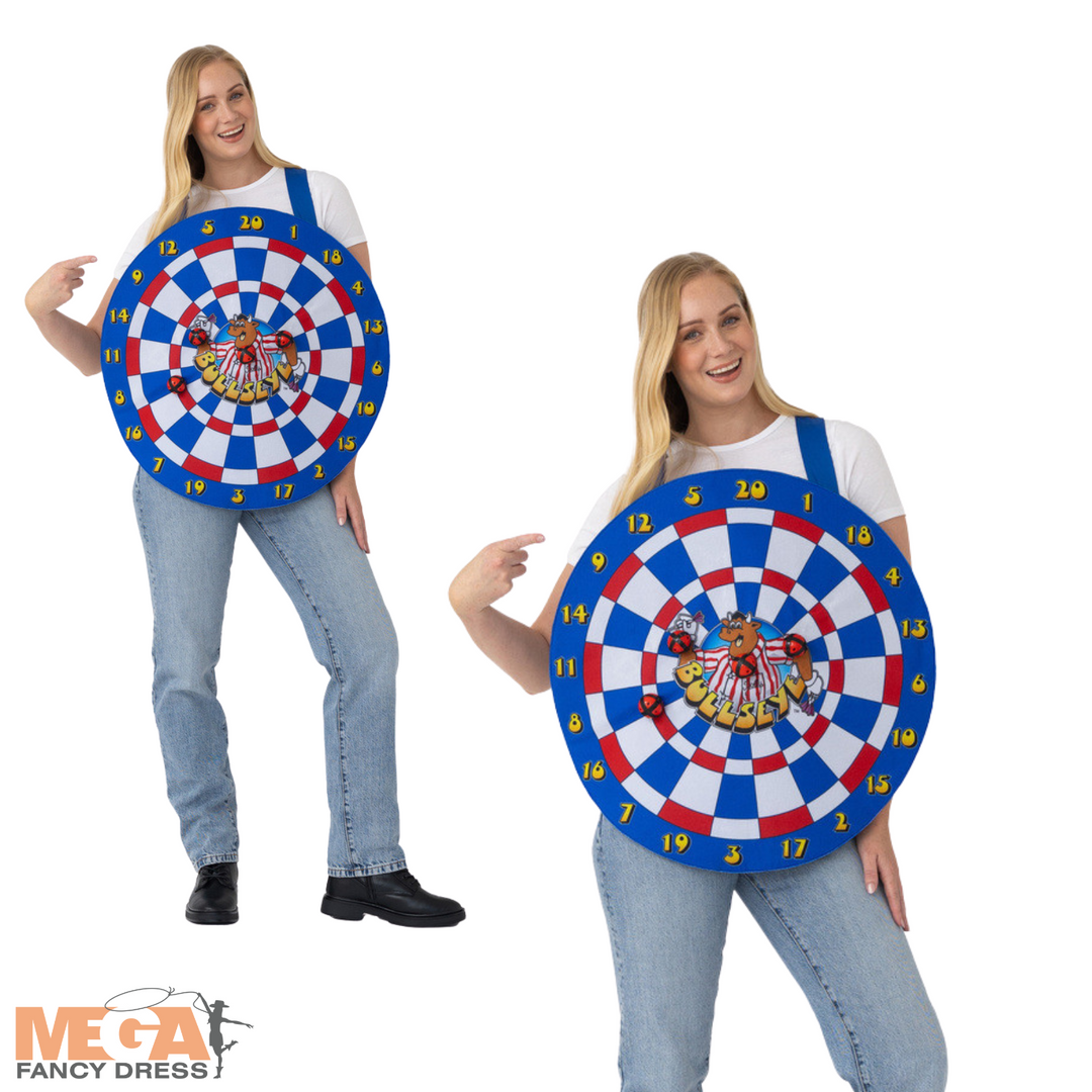 Licensed Bullseye Dartboard Adults 1980s Fancy Dress Costumes,