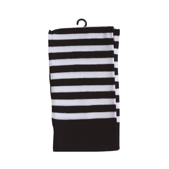 Girls Black and White Striped Tights Fancy Dress Costume Accessory