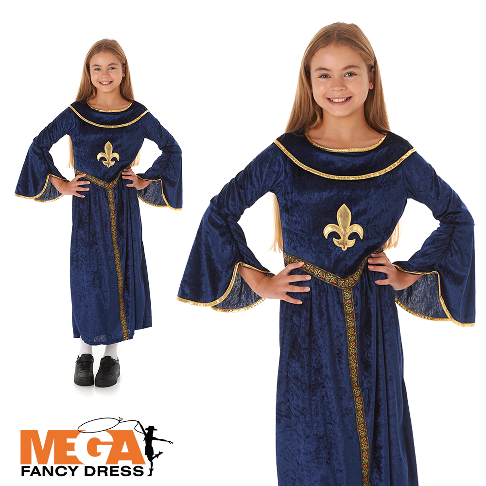 Blue Tudor Girl Kids Historical Book Day Fancy Dress Costume