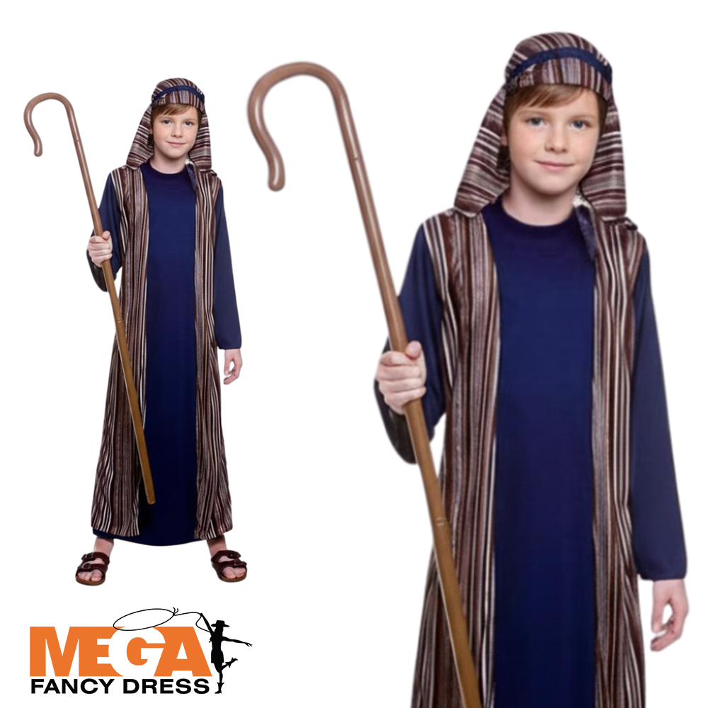 Boys Blue Shepherd Kids Nativity Fancy Dress Costume