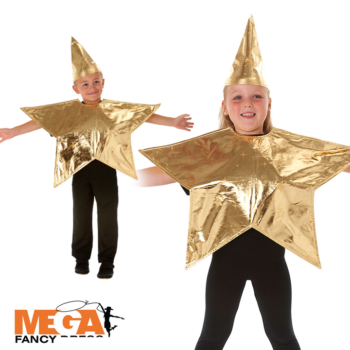 Kids Deluxe Gold Star Nativity Fancy Dress Costume (3-6 Years)