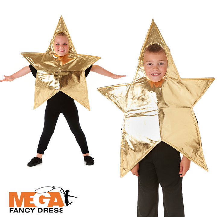 Kids Gold Star Nativity Fancy Dress Christmas Costume (4-7 Years)
