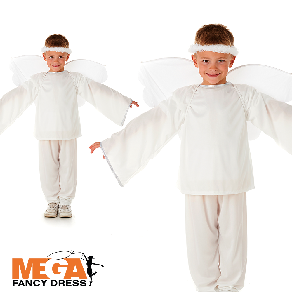 Boys Shining Angel Kids Nativity Fancy Dress Christmas Costume