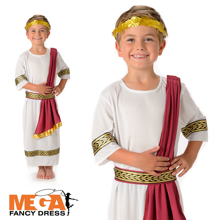 Imperial Roman Emperor Boys Fancy Dress Historical Costume