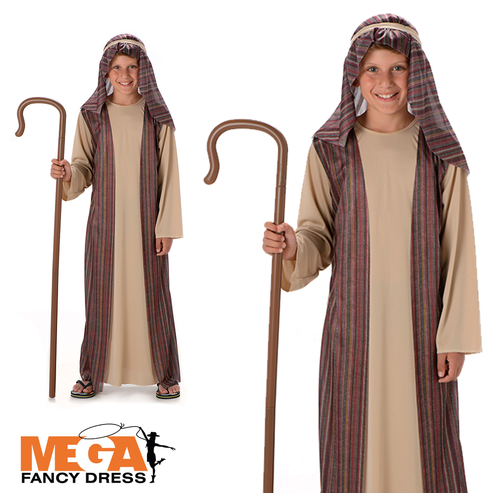 Boys Brown Shepherd Kids Nativity Fancy Dress Costume