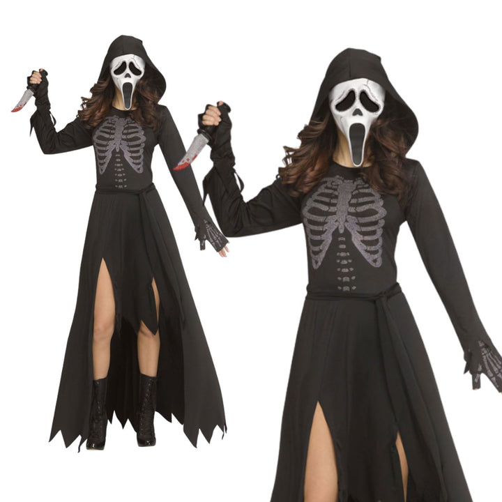 Skele-Stone Ladies Scream GhostFace Fancy Dress Costume