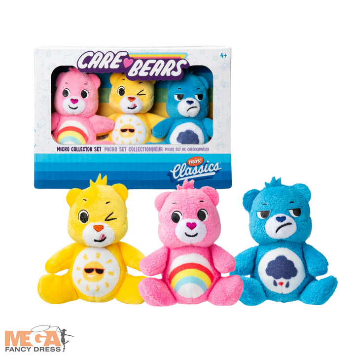 Mini Classics - Care Bears Micro Plush 3-pack (Cheer, Funshine, Grumpy) Pre-Order For Mid September Delivery