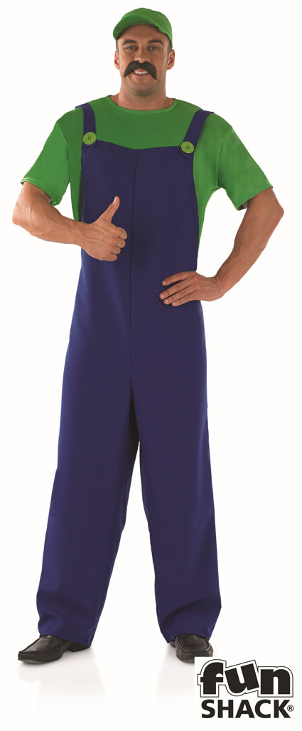 Men's Green Plumber's Mate Luigi Video Game Costume
