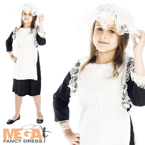 Girls Victorian Poor Maid Fancy Dress Book Week School Play Costume
