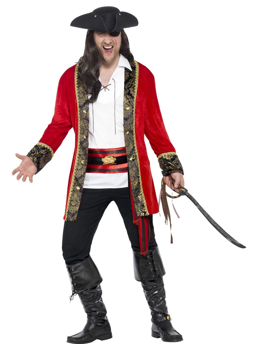 Men's Pirate Captain Caribbean Buccaneer Plus Size Costume