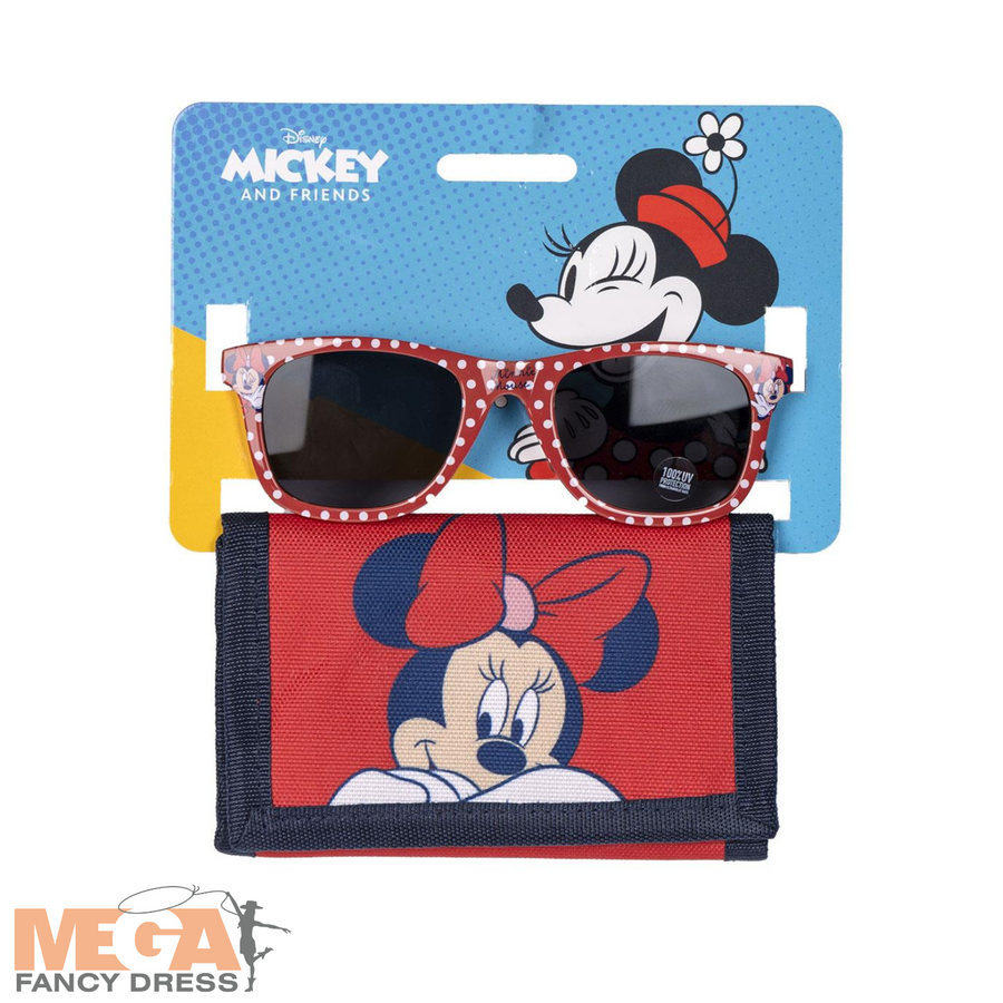 Licensed Minnie Mouse Sunglasses Wallet Set Mega Fancy Dress UK
