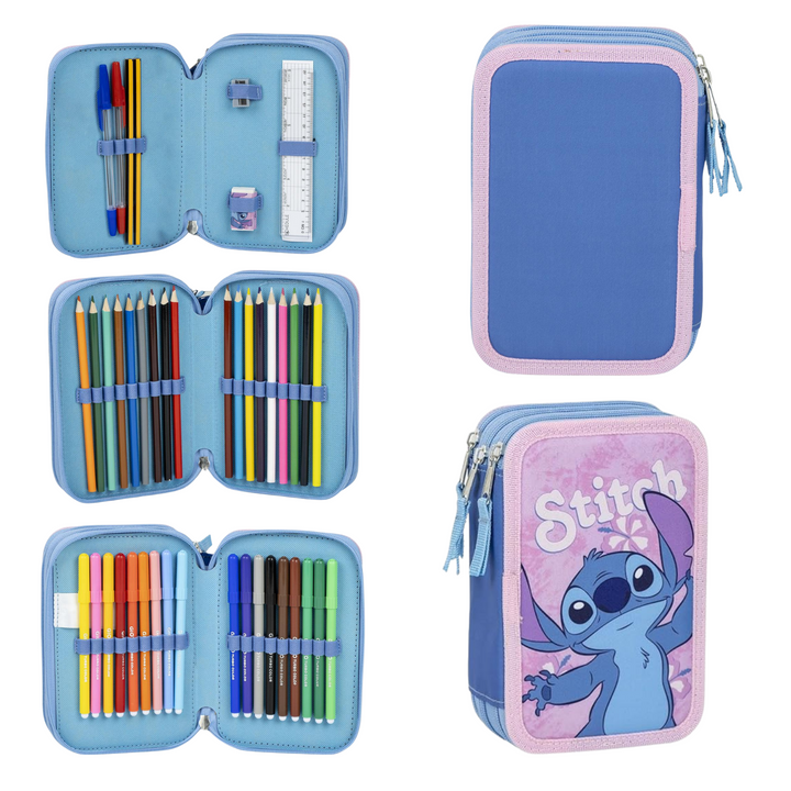 Licensed Disney Stitch Pencil Case with Accessories