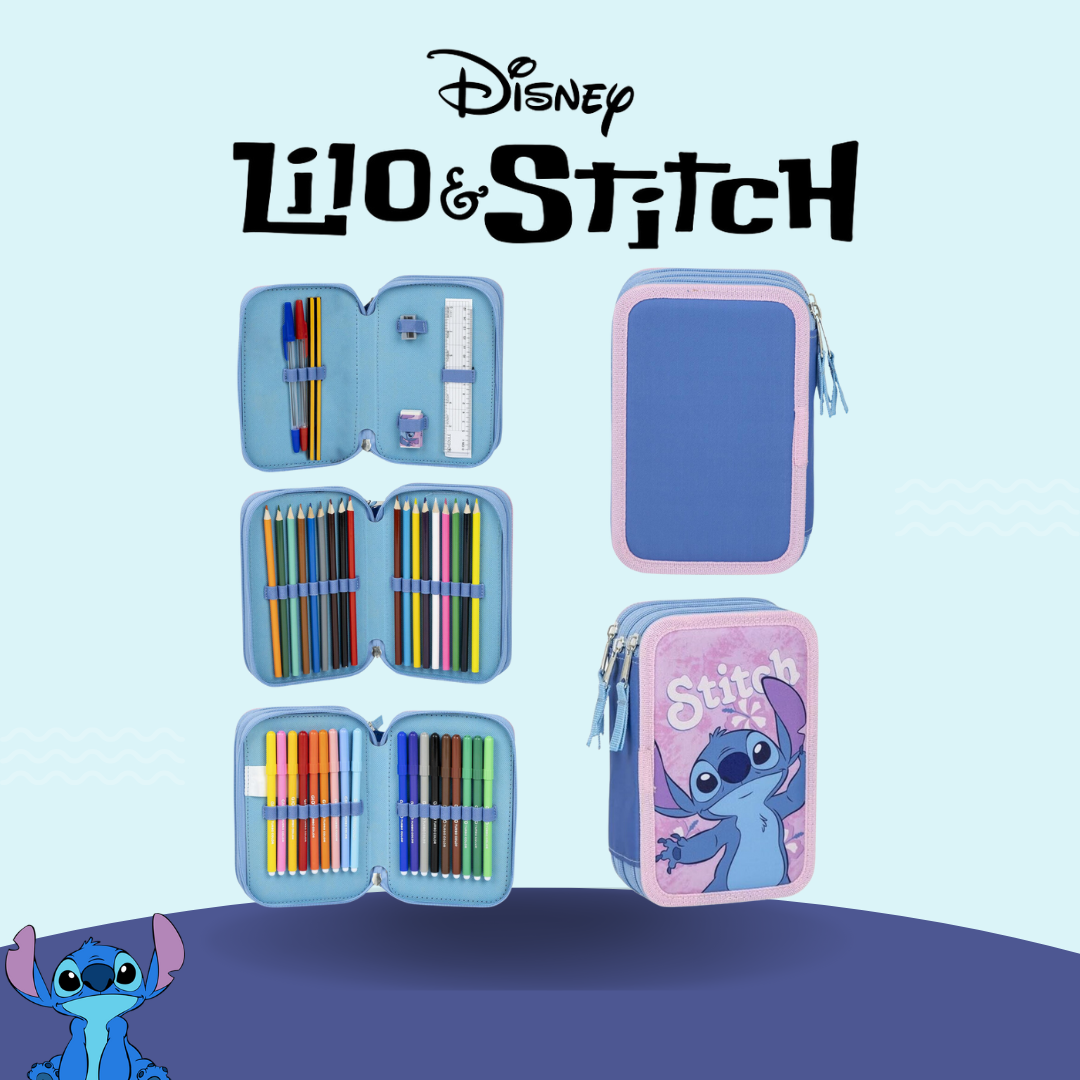 Licensed Disney Stitch Pencil Case with Accessories