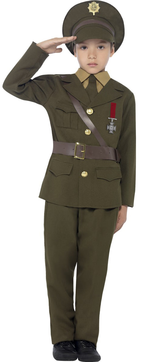 Boys Army Officer 1940s Military Uniform Soldier Fancy Dress Costume