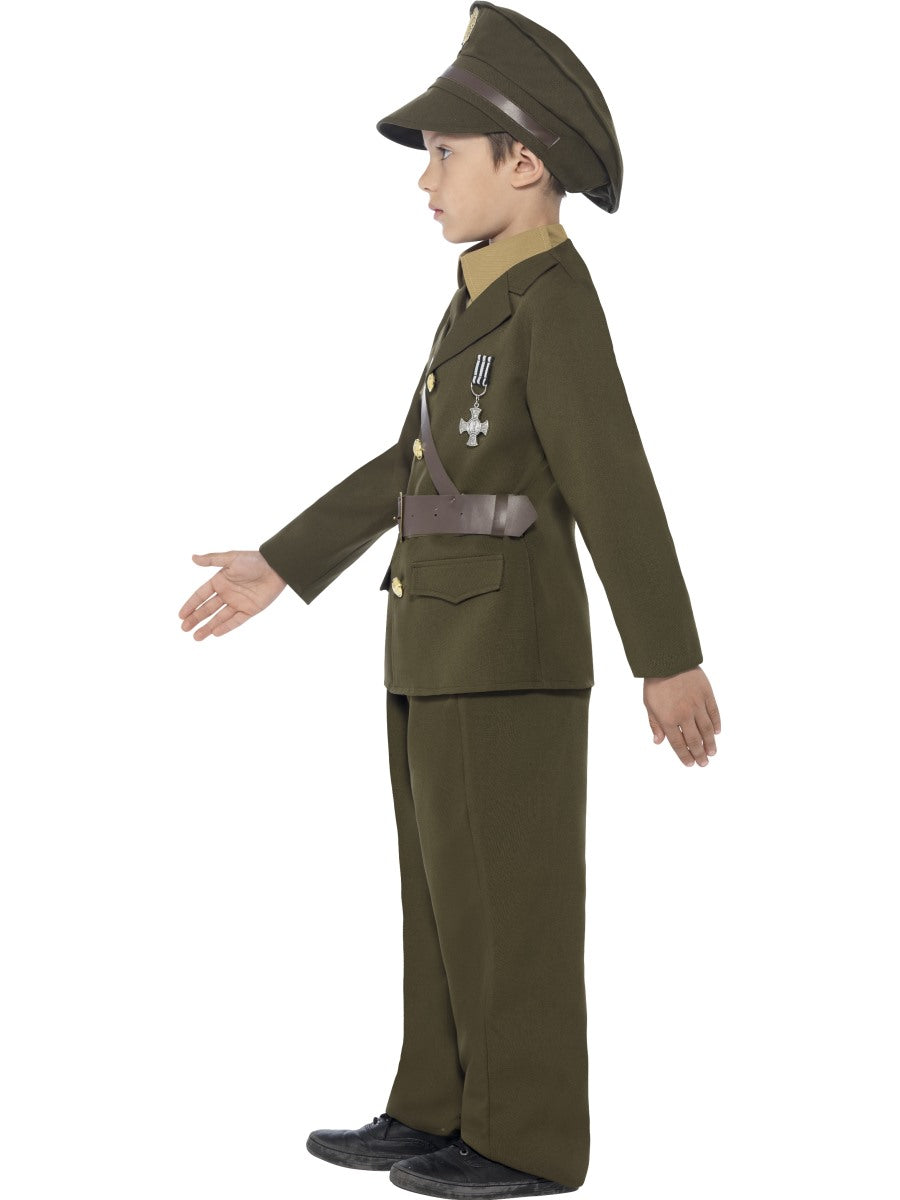 Boys Army Officer 1940s Military Uniform Soldier Fancy Dress Costume