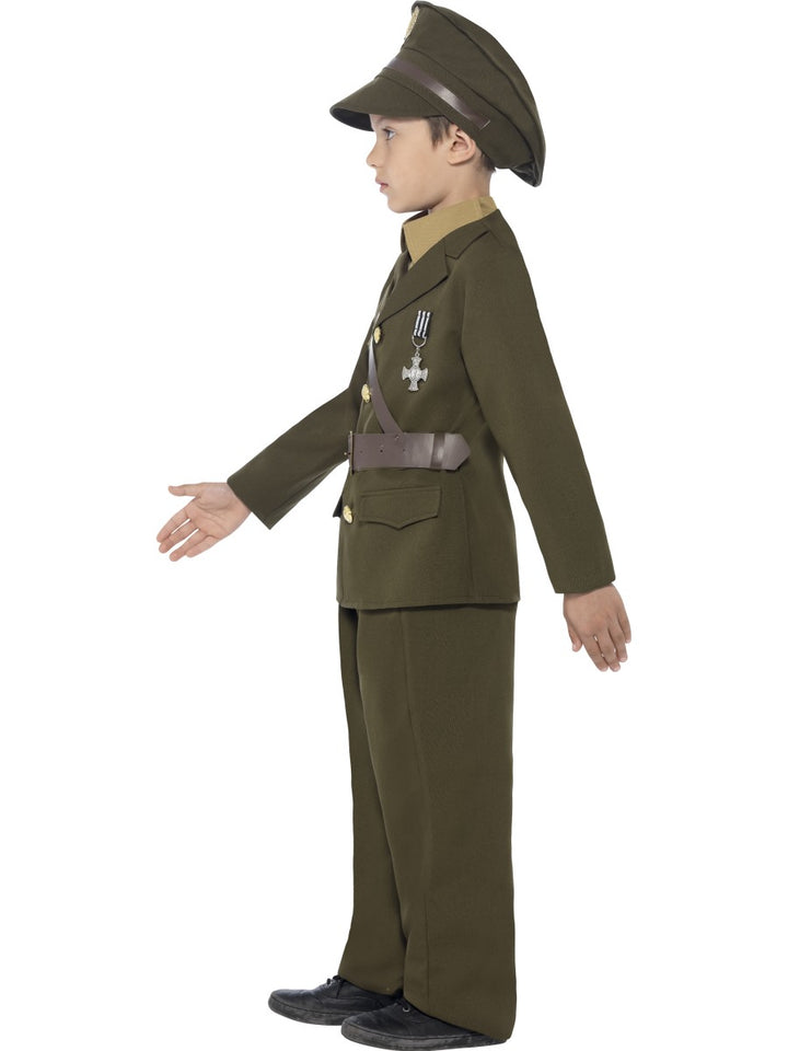 Boys Army Officer 1940s Military Uniform Soldier Fancy Dress Costume