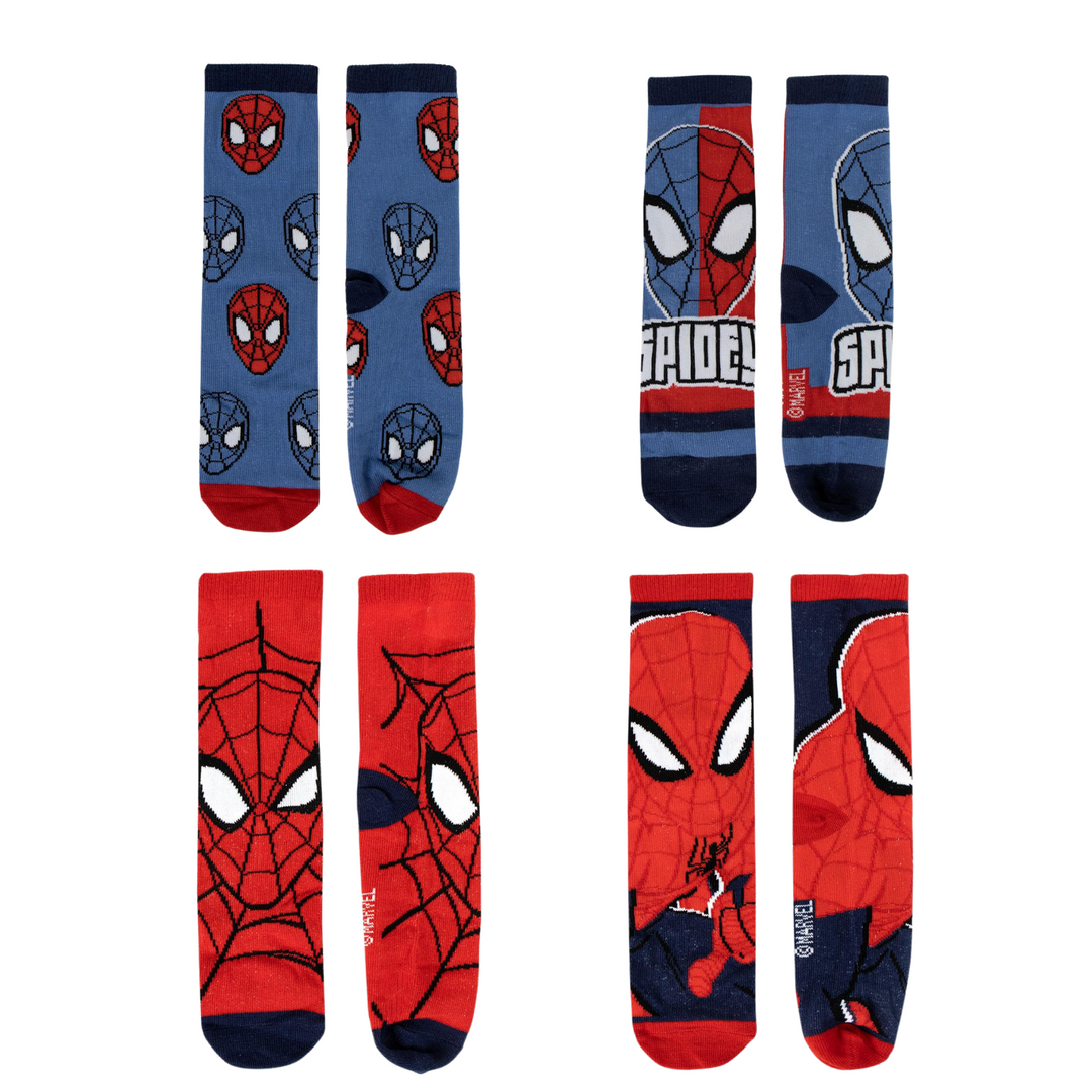 4 Pack Spiderman Kids Socks