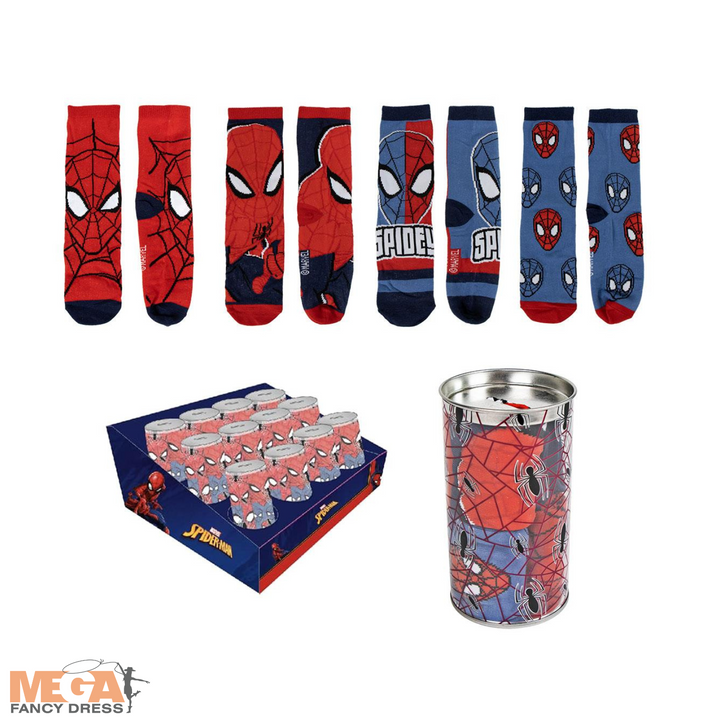 4 Pack Spiderman Kids Socks