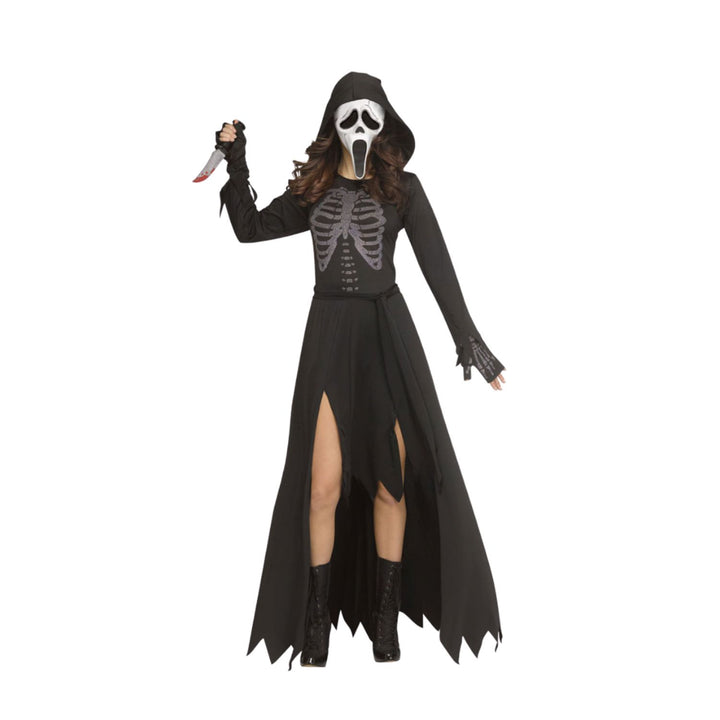 Skele-Stone Ladies Scream GhostFace Fancy Dress Costume