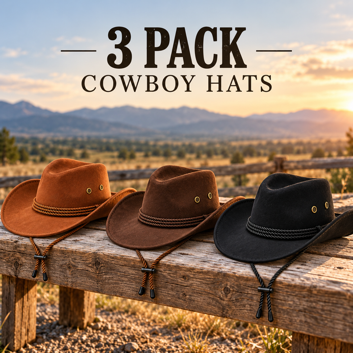 Adults Cowboy Hats 3 Pack Bundlle