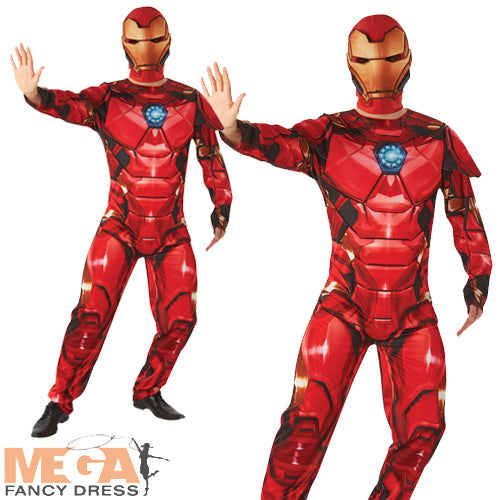 Mens Deluxe Iron Man Fancy Dress Comic Book Marvel Superhero Costume