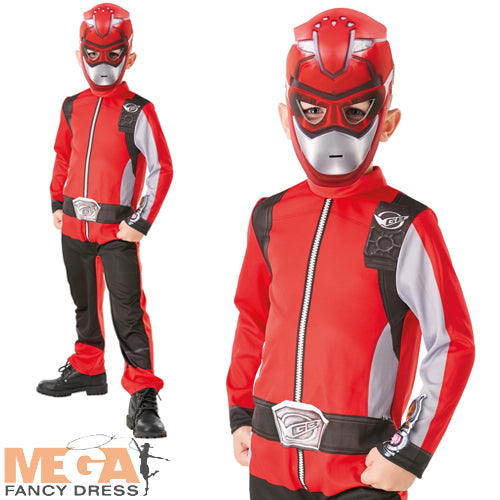 Boys Red Beast Morpher Power Rangers Superhero Fancy Dress Costume