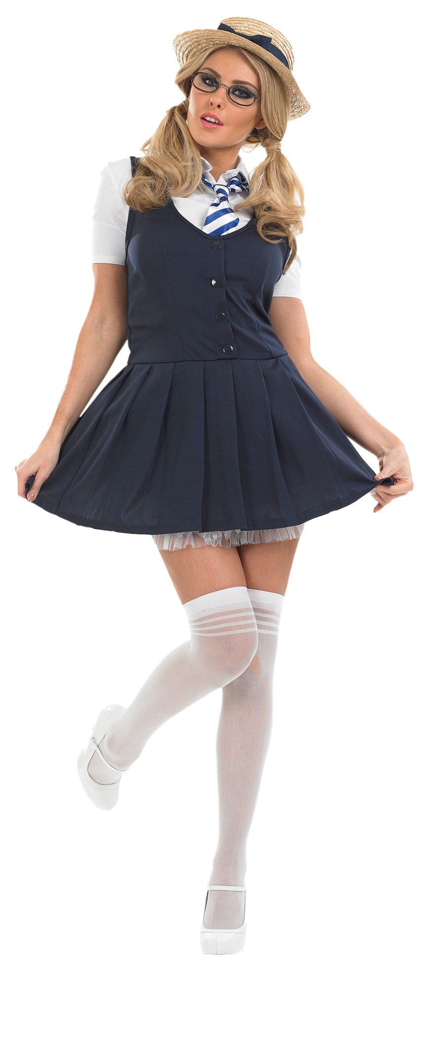 Ladies Sexy School Girl Costume + Hat
