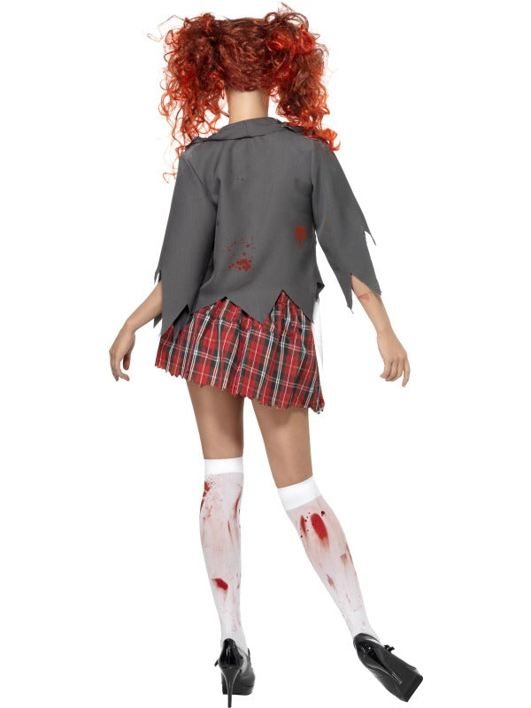 Ladies Zombie School Girl + Wig + Tights