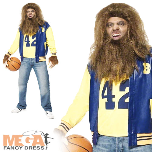 Men's Teen Wolf 1980s Retro Halloween Costume + Wig