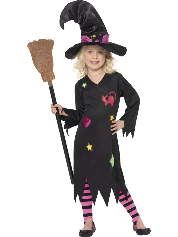 Girls Wicked Witches Spooky Halloween Witch Costume + Hat