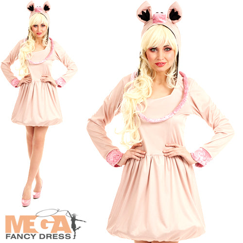 Ladies Lady Pig Fancy Dress Animal Farm Hen Fun Costume