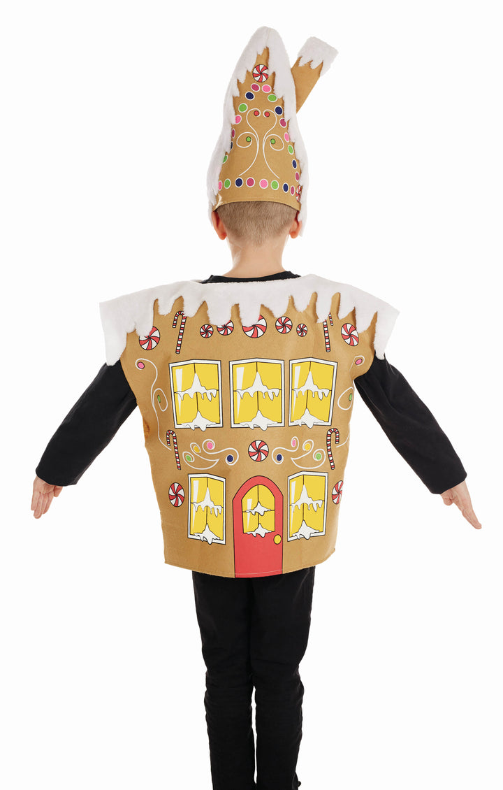 Kids Gingerbread House Fancy Dress Christmas Xmas Food Costume