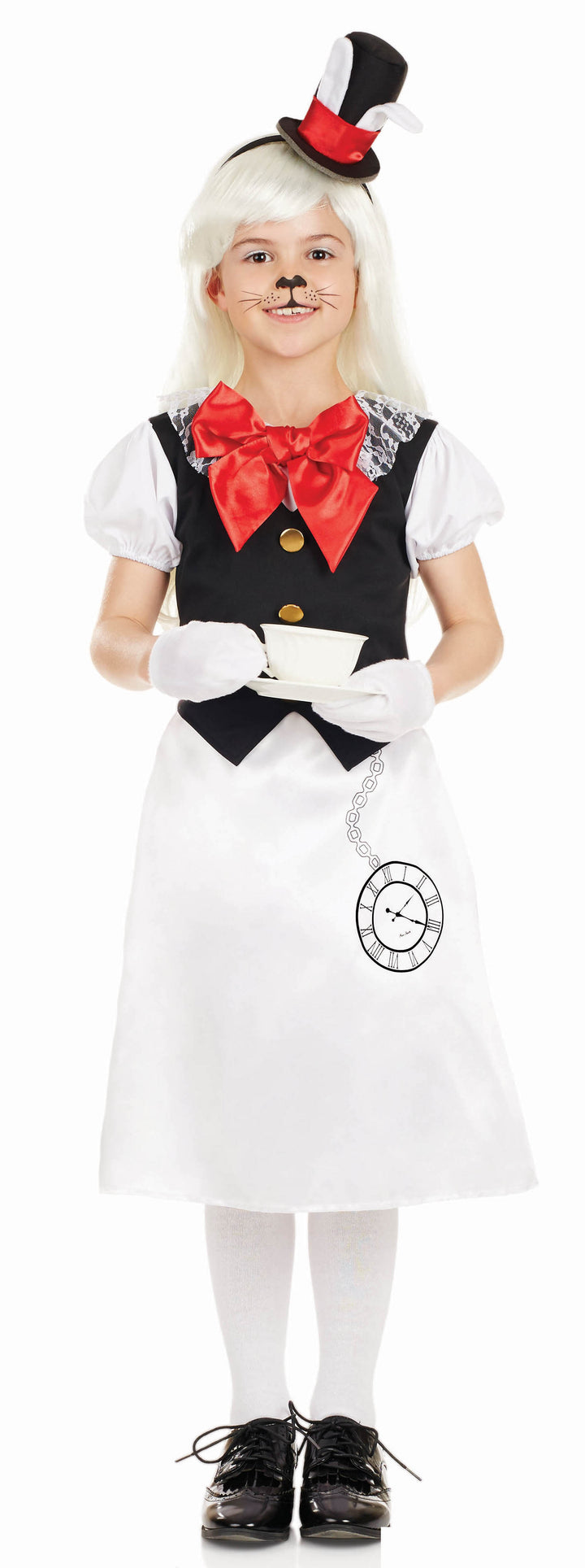 Girls Miss White Rabbit Wonderland Fairy Tale Book Day Costume