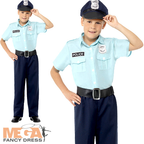 Boys Police Officer Cop Policeman Uniform Costume
