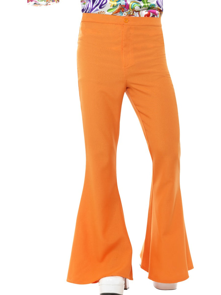Mens Orange Flared Trousers 60s 70s Groovy Disco Hippy Costume