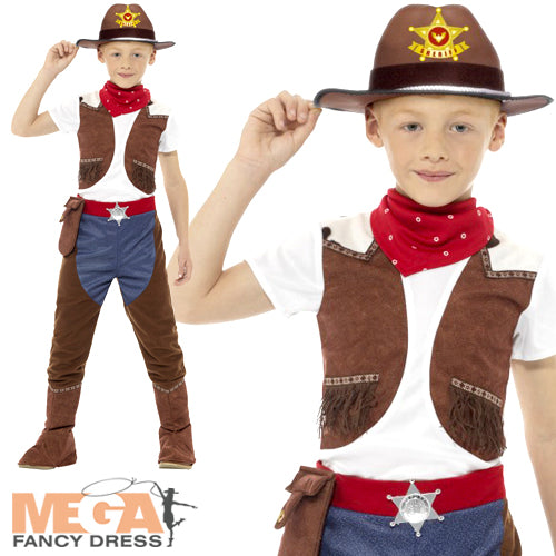 Boys Deluxe Cowboy Wild West Sheriff Rodeo Book Day Costume