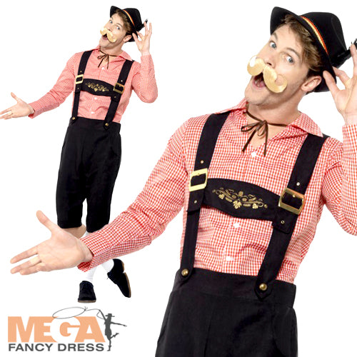 Men's Bavarian Beer Guy German Oktoberfest Lederhosen Fancy Dress Costume