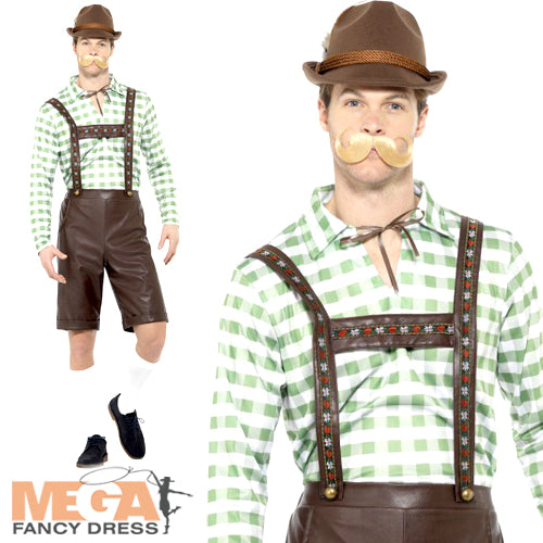Men's Bavarian Beer Man German Oktoberfest Lederhosen Fancy Dress Costume