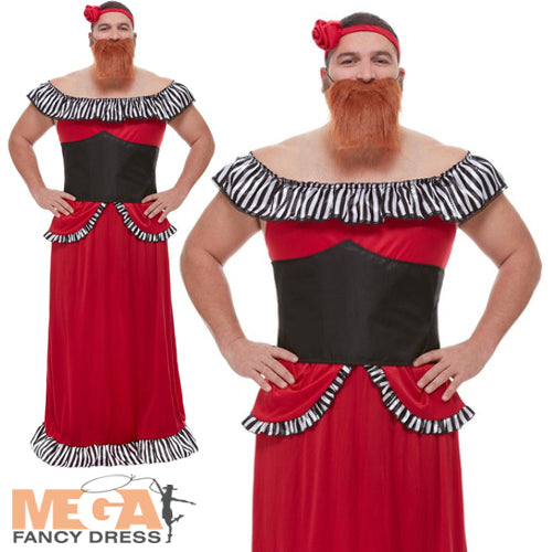 Mens Bearded Lady Greatest Showman Circus Act Costume