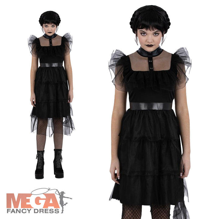 Girls Gothic Prom Queen Halloween TV Character Costume