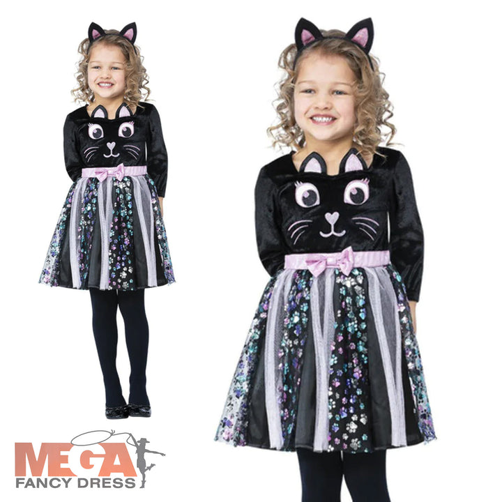 Girls Cat Halloween Fancy Dress Animal Costume