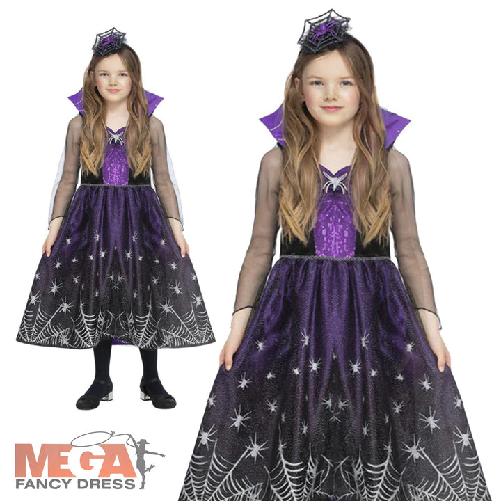 Girls Spiderella Halloween Gothic Fancy Dress Costume
